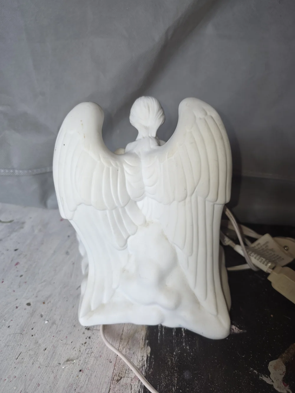 IKEA White Ceramic Angel Sculpture Playing Harp